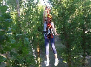  Stretching on the zip line 